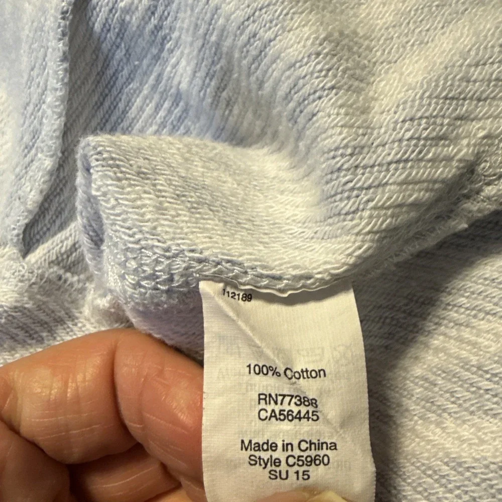 J. Crew Hoodie Womens Large Blue Striped Pullover Cotton‎ Beach - Picture 7 of 8